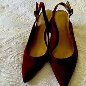 Ann Taylor Deep Purple Suede Sling Back Heel, Size 7 1/2